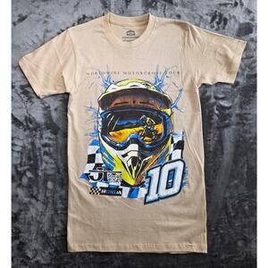 Honda Racing Motocross Graphic Beige T Shirt Small Slim Fit